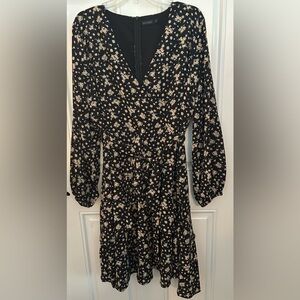 Mikarose Black and Cream Floral Ruffled Dress